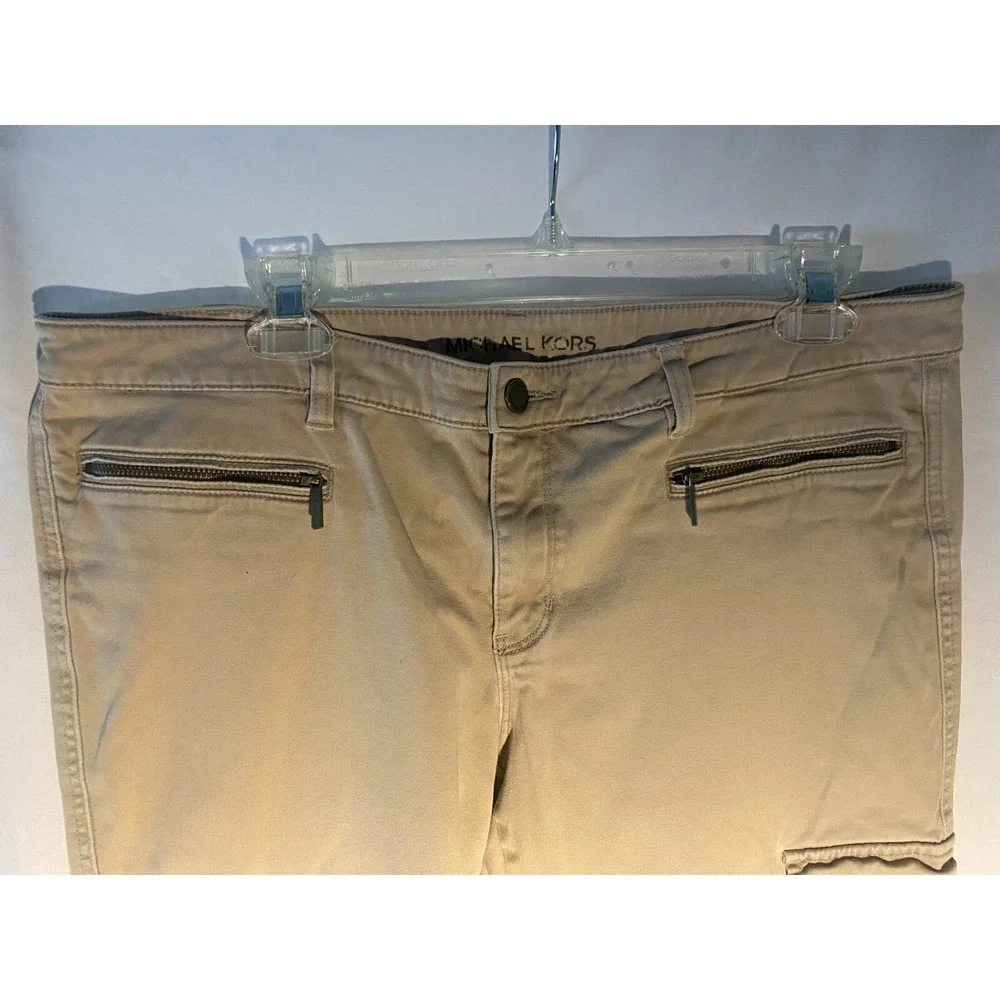 Women's Michael Kors Tan Pants Size 14 with‎ Zipper Accents